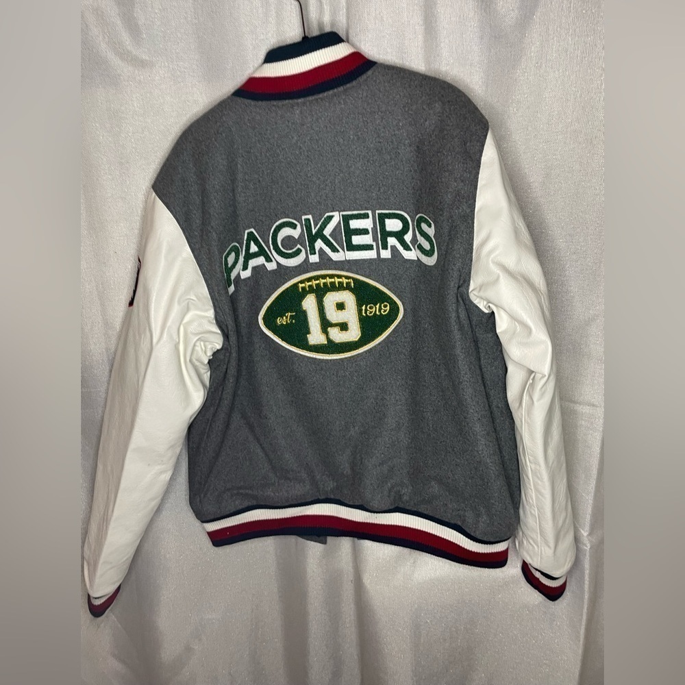 Men's Green Bay Packers Tommy Hilfiger Green Full-Zip Varsity Jacket Med - Picture 8 of 9